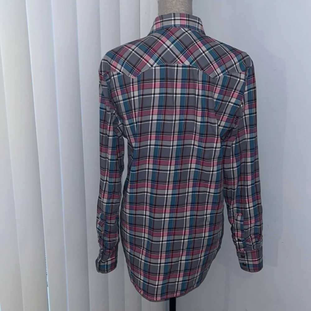 Jachs Just a Cheap Shirt Western Long Sleeve Plaid Cotton Pockets Size L